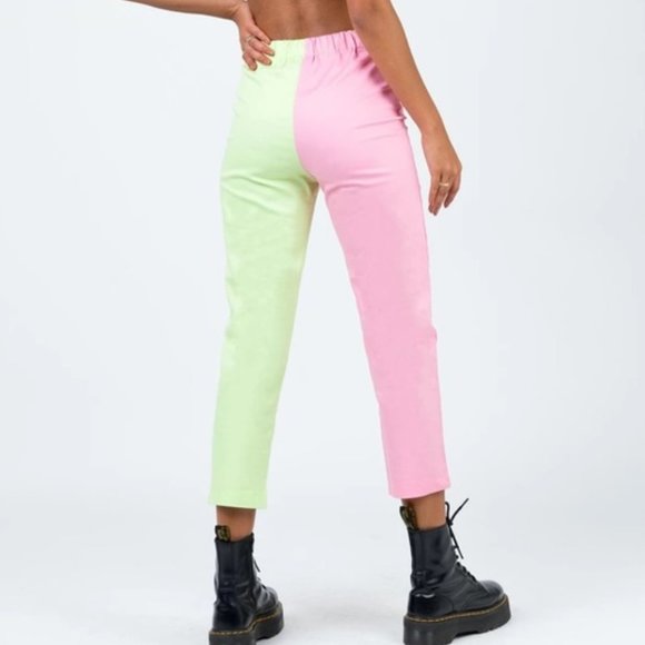 Princess Polly Pink Green Pants S - Picture 2 of 2